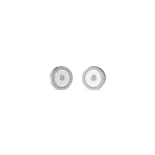 Alt Tag: GUESS JEWELS JEWELRY Mod. JUBE04081JWRHT-U stylish silver stud earrings with sparkling accents