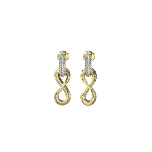 GUESS JEWELS JEWELRY Mod. JUBE05051JWYGT-U gold twisted hoop earrings with embedded crystals