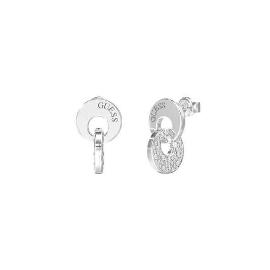 GUESS JEWELS JEWELRY Mod. JUBE05221JWRHT-U silver earrings with clear crystal accents