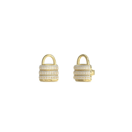 GUESS JEWELS JEWELRY Mod. JUBE05419JWYGT-U gold padlock earrings featuring crystal embellishments