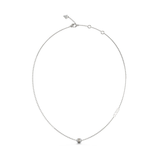 Elegant silver necklace from GUESS JEWELS JEWELRY Mod. JUBN04455JWRHT-U collection, featuring a delicate chain and pendant.