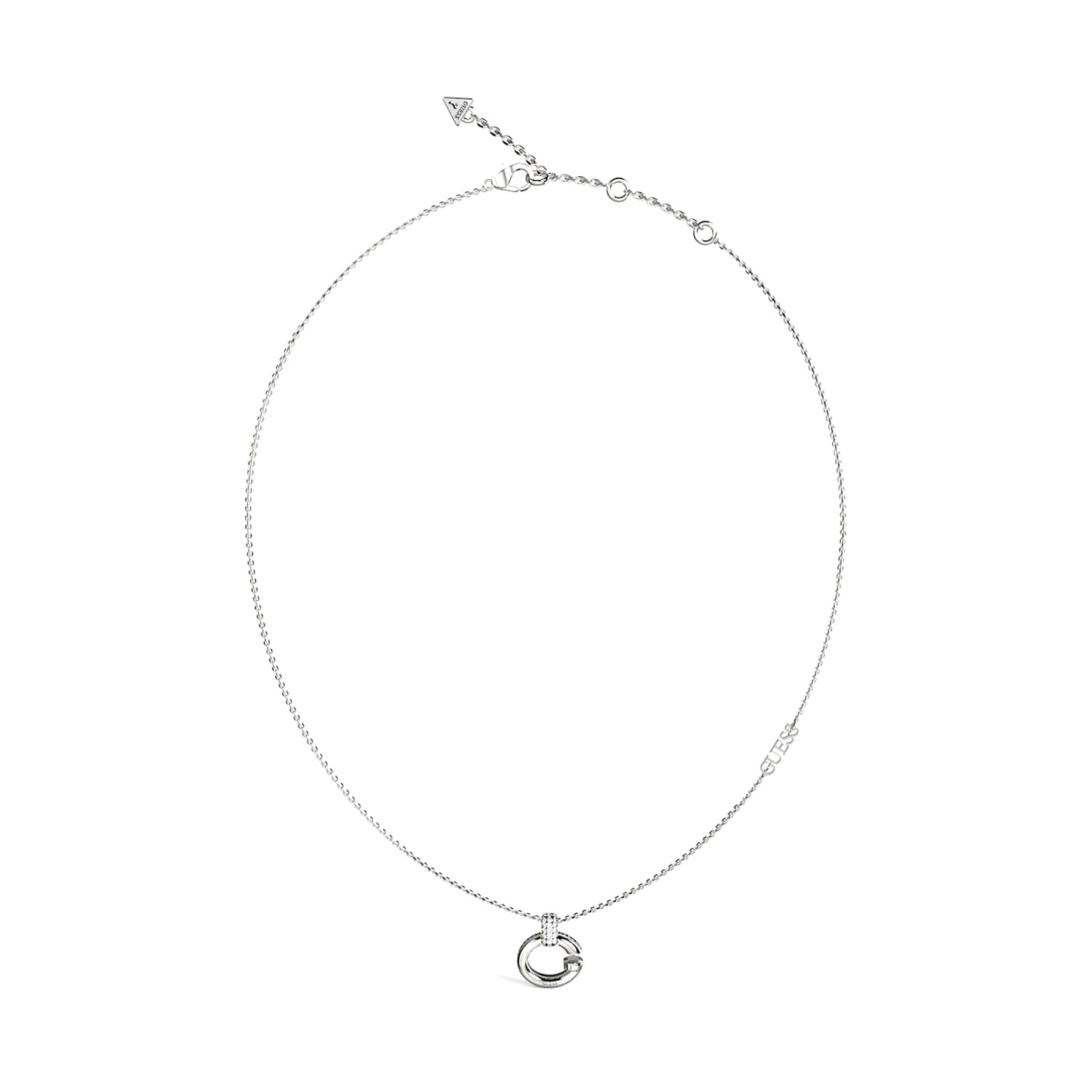 GUESS JEWELS JEWELRY Mod. JUBN04518JWRHT-U silver necklace with circle pendant