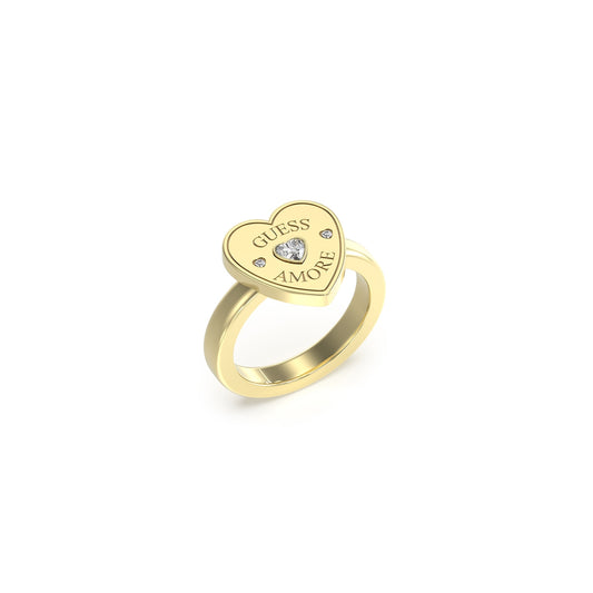 Gold heart-shaped ring from GUESS JEWELS JEWELRY Mod. JUBR05059JWYG52