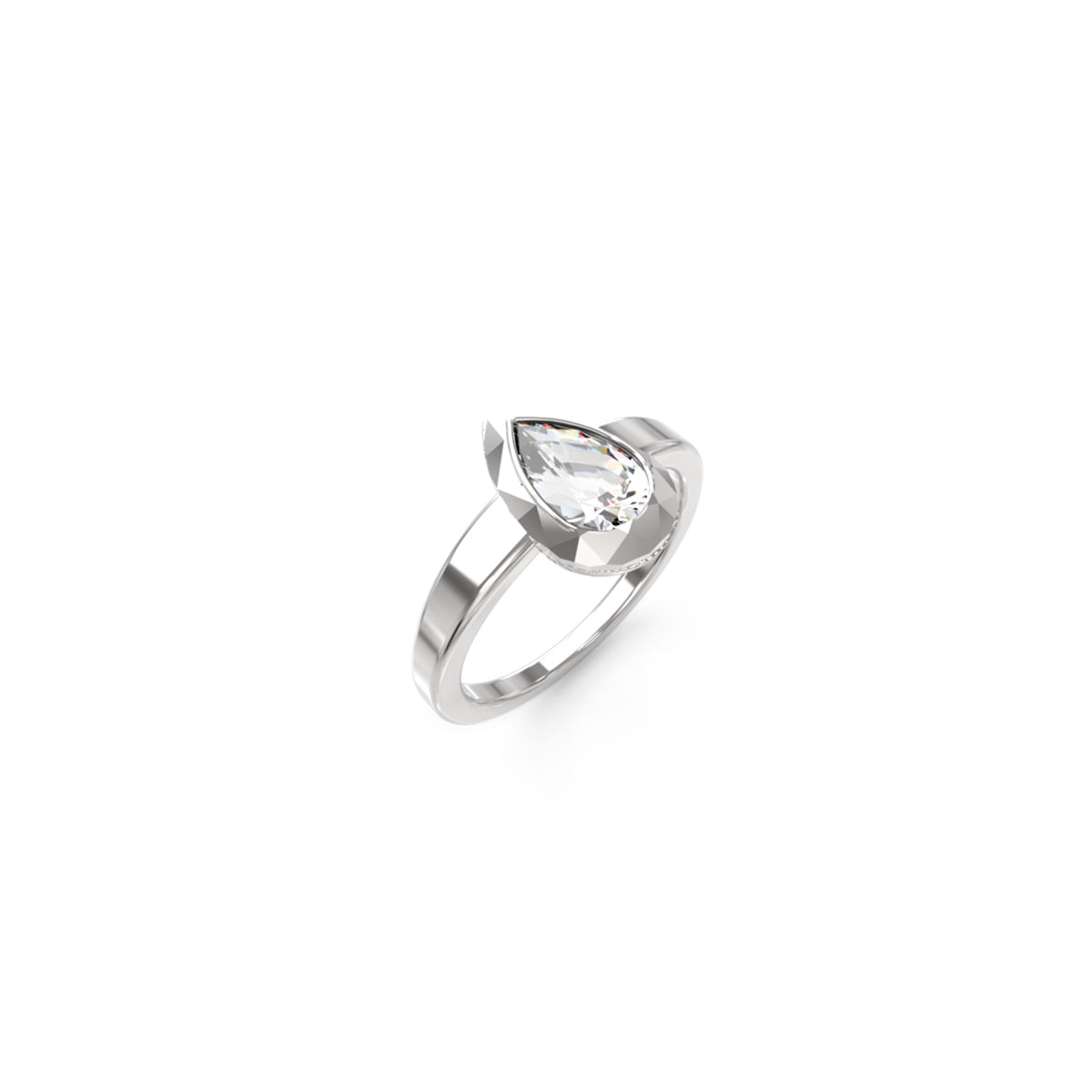 Diamond ring with teardrop gem from GUESS JEWELS JEWELRY Mod. JUBR05248JWRH56 on white background