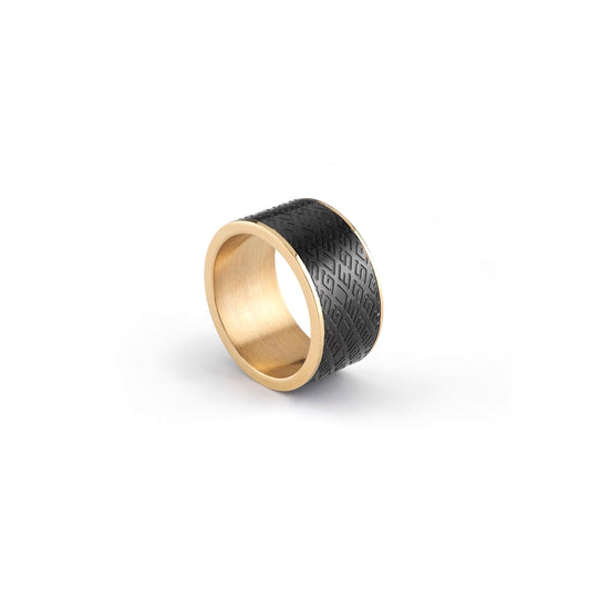 GUESS JEWELS JEWELRY Mod. JUMR03226JWYGBK66 gold and black ring