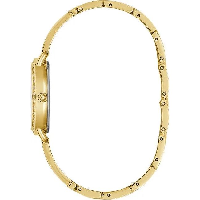 Side view of GUESS Mod. BELLINI gold ladies wristwatch showing elegant design and sleek profile.