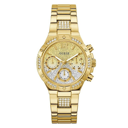 GUESS Mod. HARLOW elegant gold wristwatch with crystal embellishments.