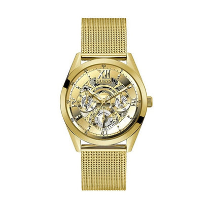 GUESS Mod. TAILOR gold watch with intricate detailing and mesh band
