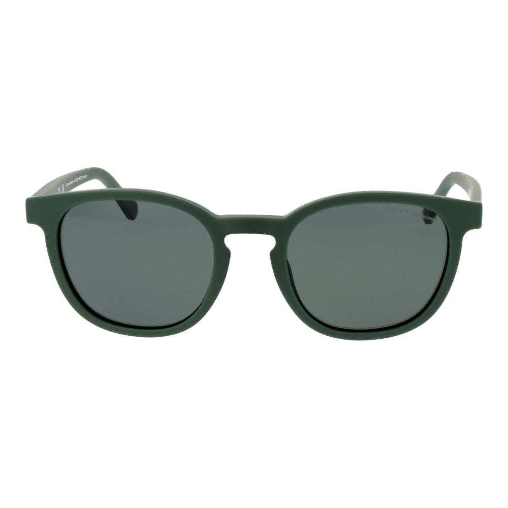 Gant Green Men Sunglass with round green lenses and full-rim plastic frame, offering 100% UVA & UVB protection.