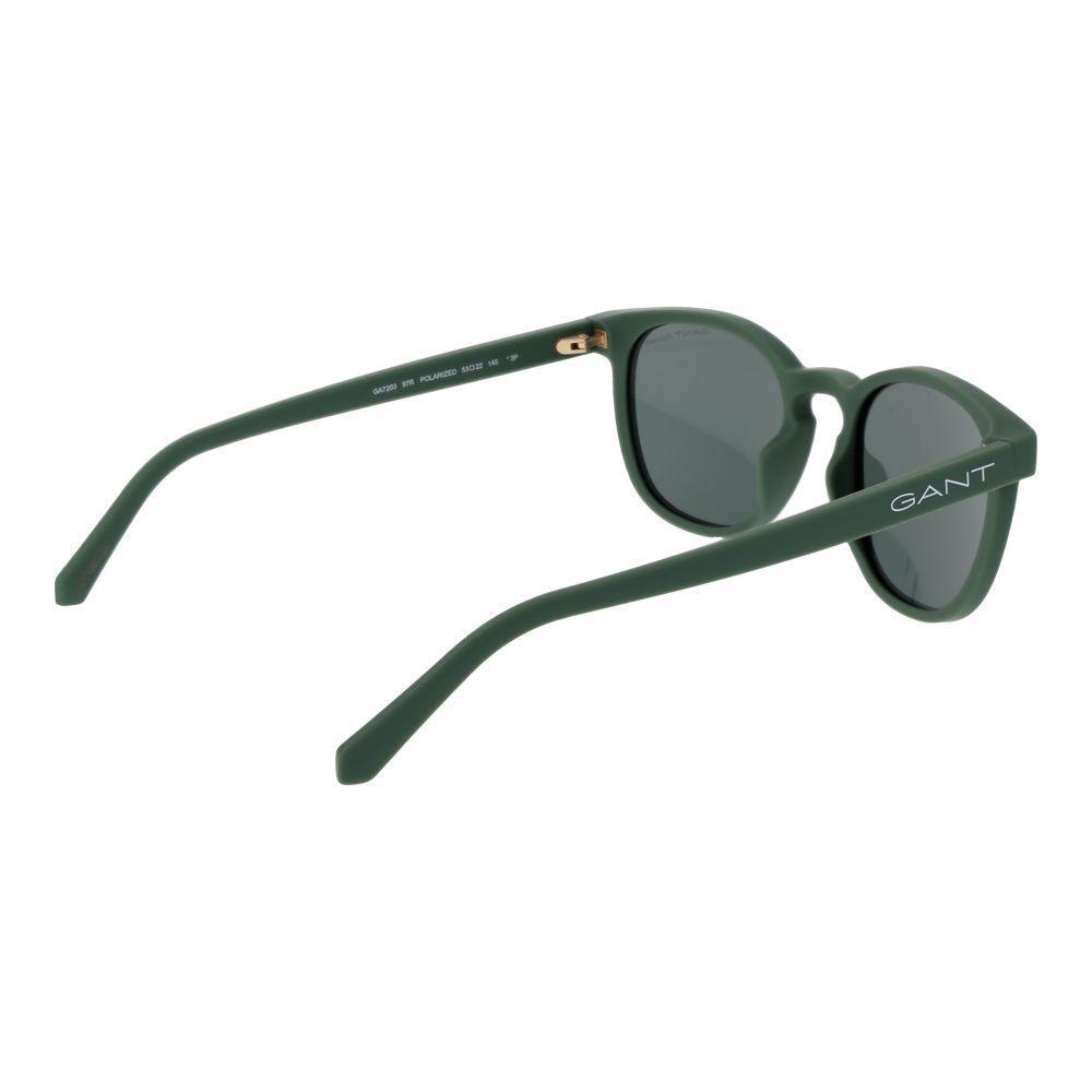 Gant Green Men Sunglass with round plastic frames and 100% UVA & UVB protection, featuring green lenses and full-rim style.