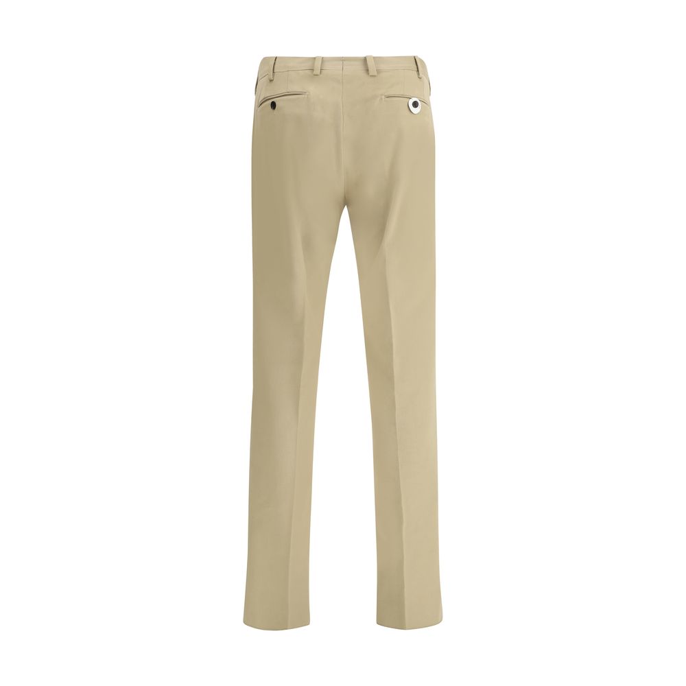 Back view of Germano Beige Cotton Chino Pants, featuring classic pockets and belt loops, in 100% cotton for elegant style and comfort.