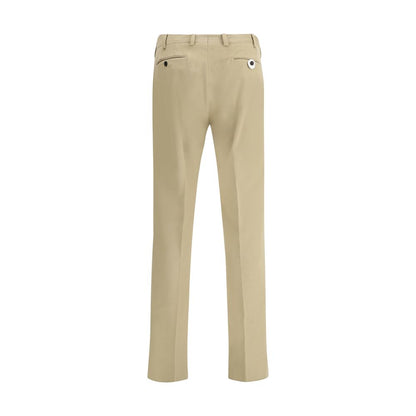 Back view of Germano Beige Cotton Chino Pants, featuring classic pockets and belt loops, in 100% cotton for elegant style and comfort.