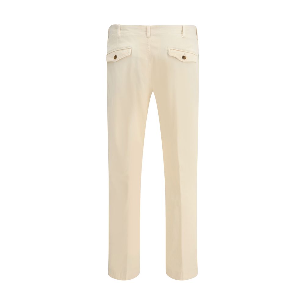 Germano Cream Cotton Casual Pants with belt loops and five-pocket design, perfect for a modern slim fit look. Ideal for AW25 fashion.