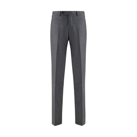 Germano Gray Fleece Wool Dress Pants with slim fit, straight pattern, and refined style for formal occasions.