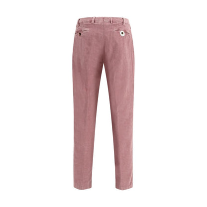 Germano Multicolor Cotton Casual Pants with elegant straight cut and timeless corduroy design, featuring belt loops and multiple pockets.