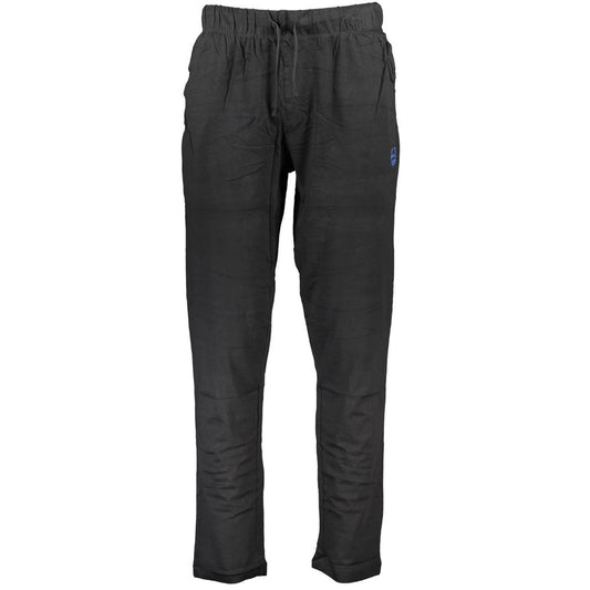 Gianmarco Venturi Black Cotton Pant with elastic waist, laces, light cotton, 2 pockets, contrasting details, embroidery, logo.