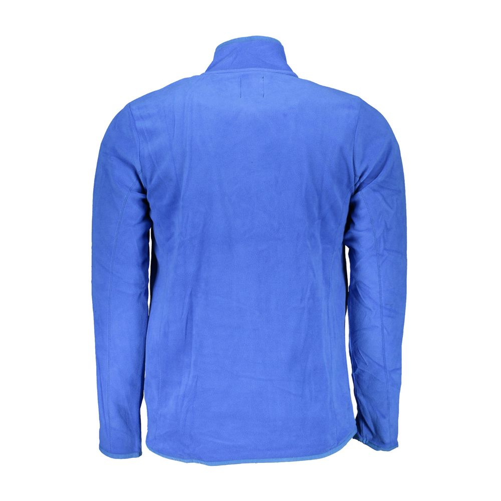 Gianmarco Venturi Blue Polyester Sweatshirt with long sleeves, 2 pockets, zip, and logo embroidery - back view.