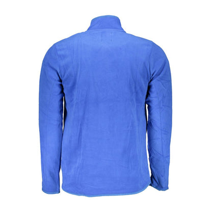 Gianmarco Venturi Blue Polyester Sweatshirt with long sleeves, 2 pockets, zip, and logo embroidery - back view.
