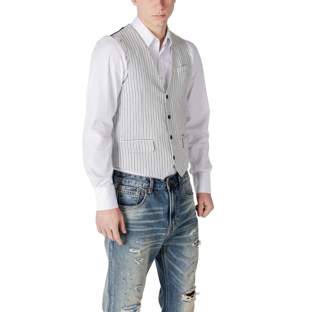 Gianni Lupo Black Linen Waistcoat