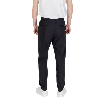 Back view of Gianni Lupo Black Polyester Casual Pants with elastic waistband.