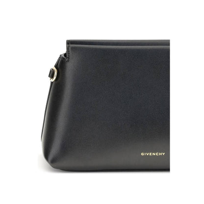 Givenchy Black Calf Leather Bos Taurus Clutch Bag with gold-tone details and signature, featuring a zipper closure and shoulder strap.