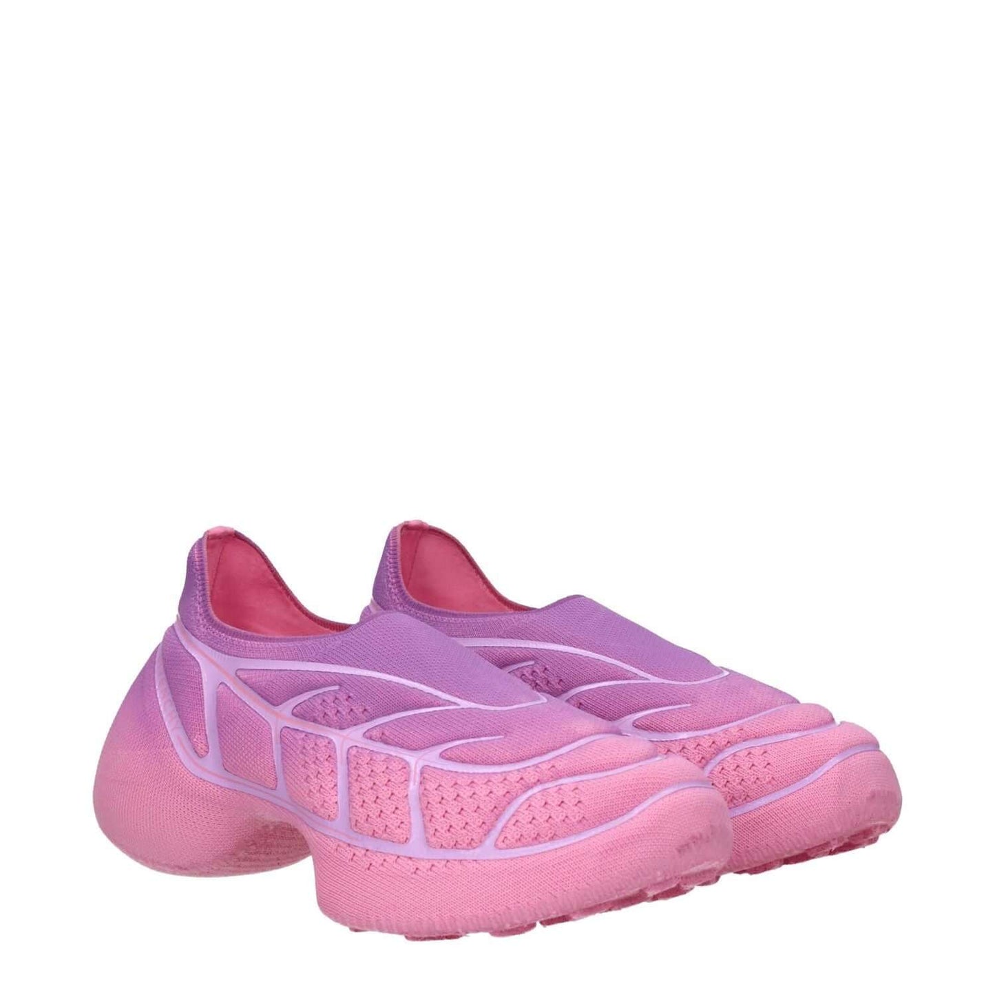 Givenchy Pink Fabric Sneakers with violet accents and rubber sole, featuring a 3.5 cm mid heel and round toe design.