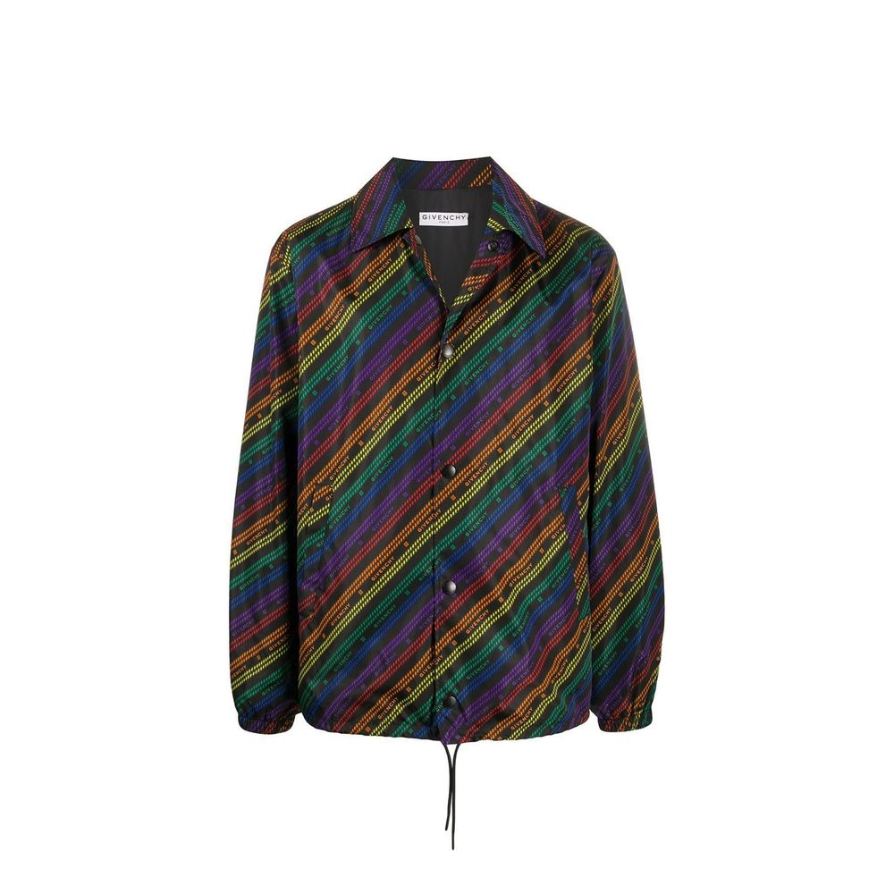 Men's Givenchy Rainbow Chain Nylon Jacket with logo detail and button closure, featuring elasticated cuffs and drawstring hem