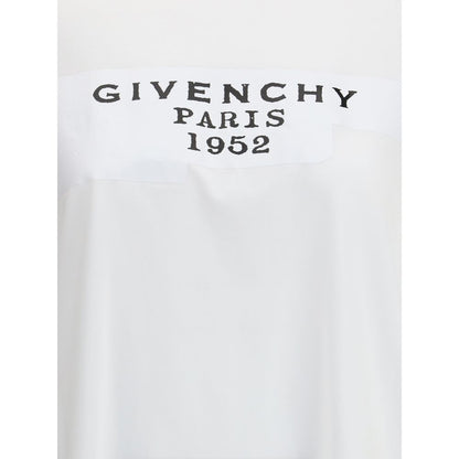 Givenchy White Cotton T-Shirt with angled logo and ribbed crew neck for contemporary style and comfort, AW25 collection.