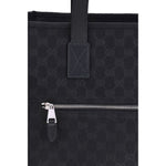 Close-up of Gucci GG fabric Tote Bag with zipper pocket and leather handle, featuring iconic GG pattern.