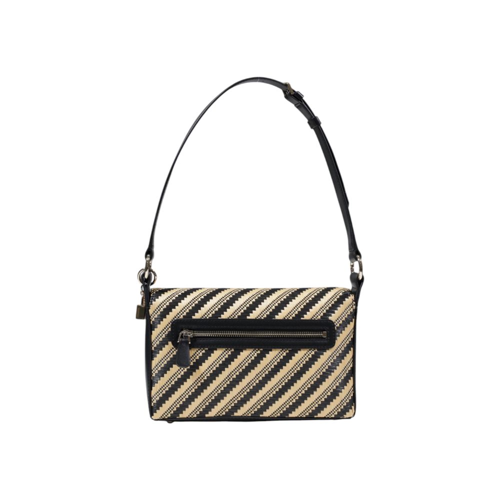 Guess Black Polypropylene Handbag with diagonal stripes and adjustable strap