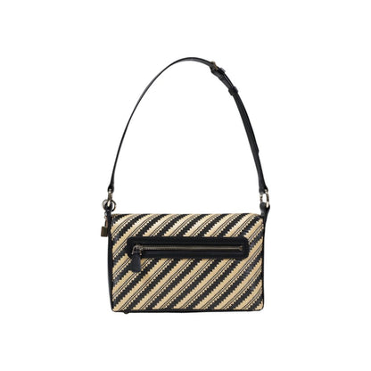 Guess Black Polypropylene Handbag with diagonal stripes and adjustable strap