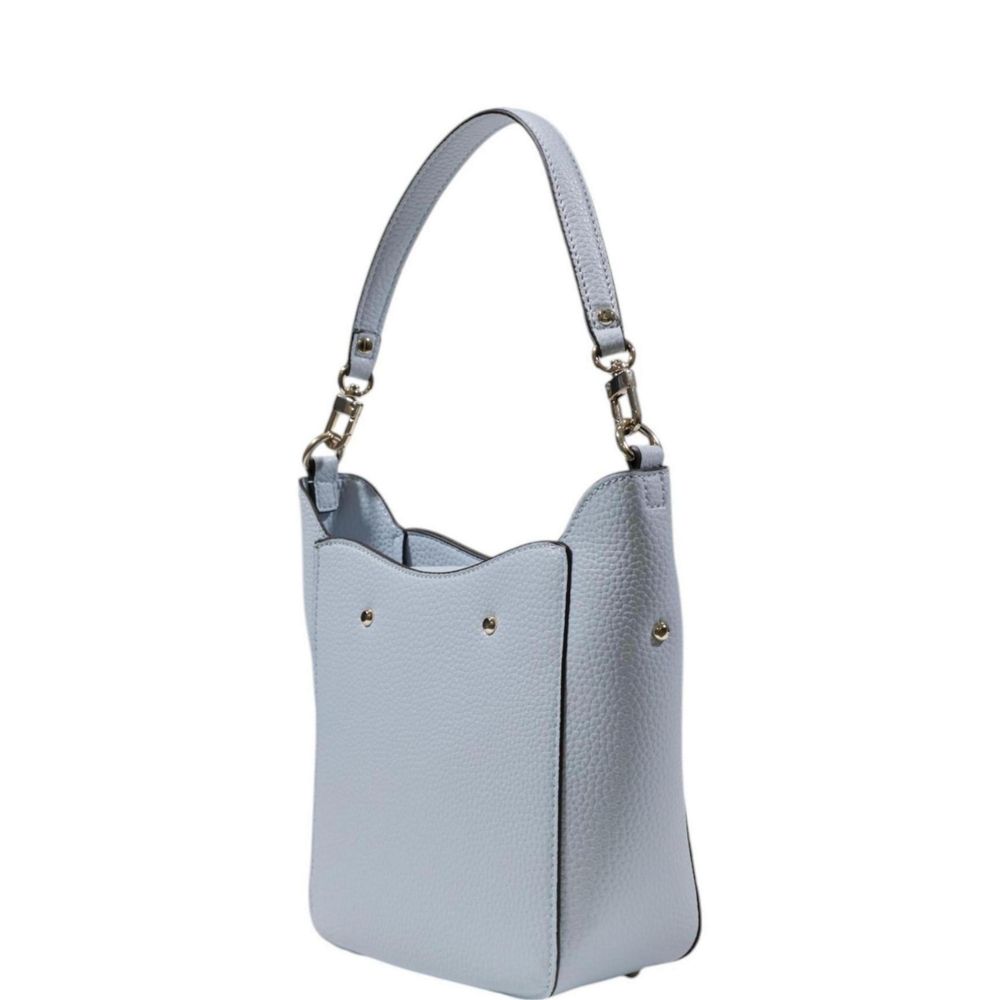 Guess Blue Polyethylene Handbag with pebbled texture, elegant bucket design, and adjustable strap.