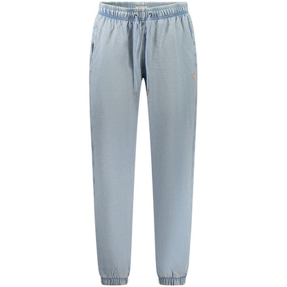 Guess Jeans Azzurro Cotton Men's Track Pant in light blue, featuring an elastic waistband and stylish fit for casual comfort and modern style.