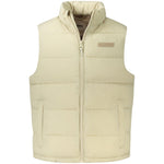 Guess Jeans Beige Polyamide Jacket - Sleeveless, water-resistant vest with zipper, logo, and multiple pockets for functionality and style.