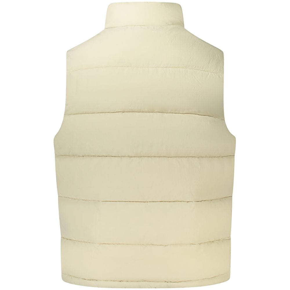 Guess Jeans Beige Polyamide Jacket, sleeveless, water resistant, back view.