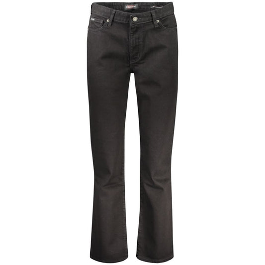 Guess Jeans Black Cotton Women's Jeans, mid-rise straight, five-pocket style, button and zip fly, Guess logo, elegant and casual wear