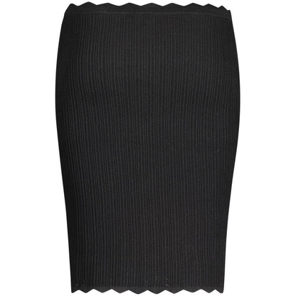 Guess Jeans Black Viscose Skirt with elastic waist and contrasting logo details