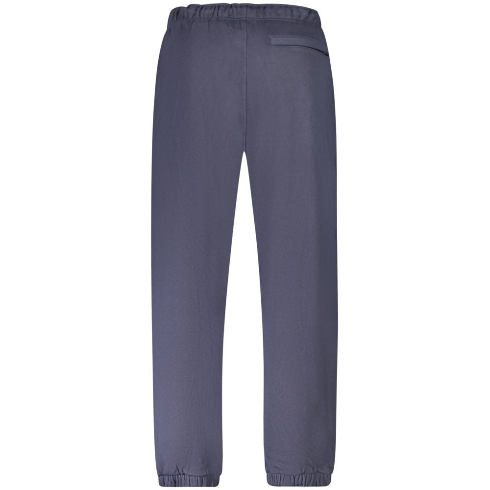 Guess Jeans Blue Cotton Pant sports trousers with elastic waist, 3 pockets, and logo print, featuring elastic ankles.