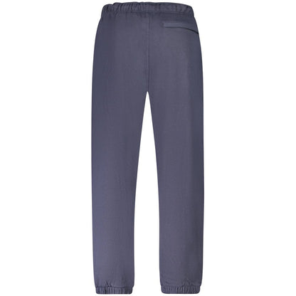 Guess Jeans Blue Cotton Pant sports trousers with elastic waist, 3 pockets, and logo print, featuring elastic ankles.