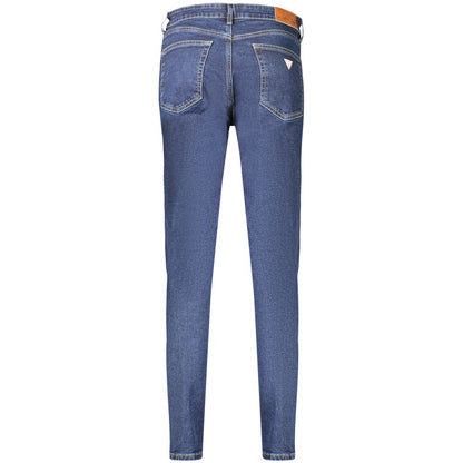 Back view of Guess Jeans Blue Cotton Women Jean with a classic five-pocket style and signature stitching.