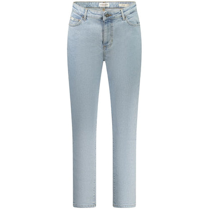 Guess Jeans Blue Cotton Women's Skinny Jean with five pockets in timeless washed blue, tailored with elastane for comfort and style.