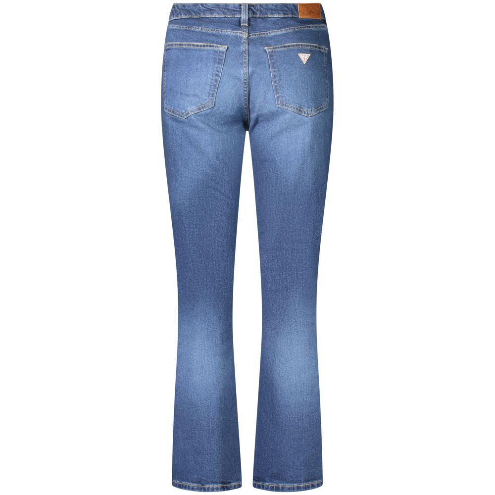 Back view of Guess Jeans Blue Cotton Women's Straight Jean with iconic logo and classic fit design.