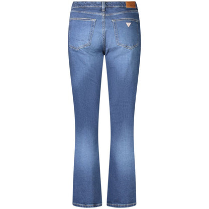 Back view of Guess Jeans Blue Cotton Women's Straight Jean with iconic logo and classic fit design.