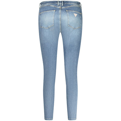 Guess Jeans Blue Recycled Cotton Women Jeans, skinny high-waisted denim with five-pocket design, eco-friendly fashion, blue hue back view.