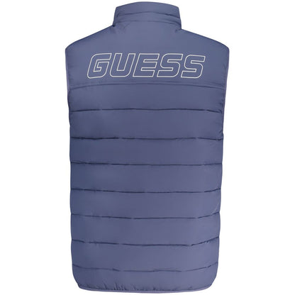 Guess Jeans Blue Spandex Men Jacket showcasing logo and sleek design