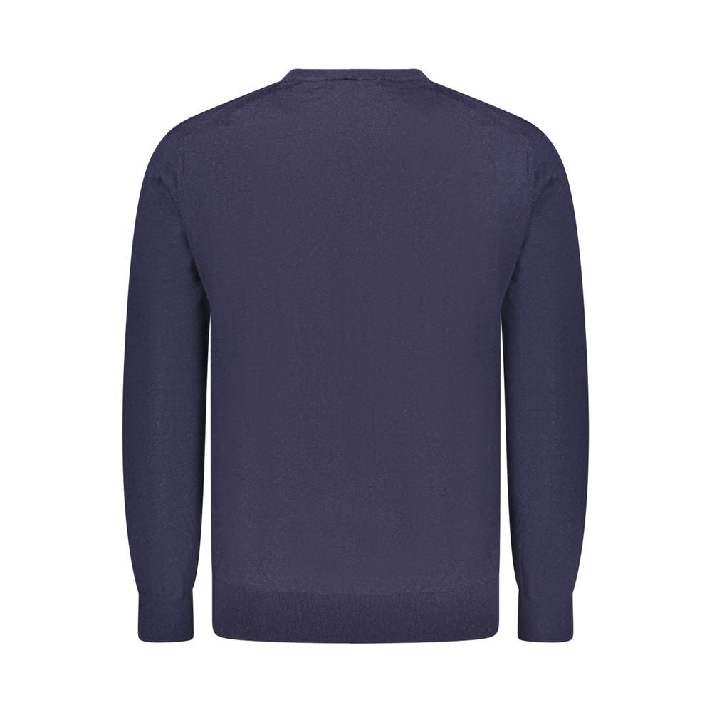 Back view of Guess Jeans Blue Wool Sweater featuring long sleeves and crew neck.