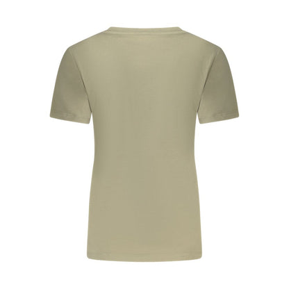 Back view of Guess Jeans Green Cotton Women T-Shirt in organic cotton with short sleeves.