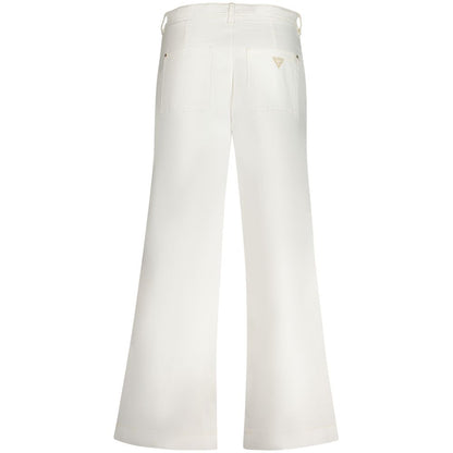 Back view of Guess Jeans White Cotton Women Jeans with relaxed fit and iconic logo