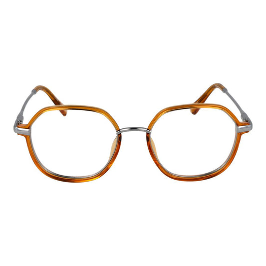 Guess Orange Men Glasses Frame, full-rim stainless steel, round style with demo lenses, 50-18-145 size, includes branded case.
