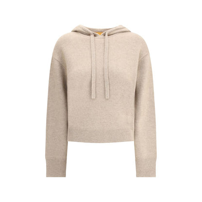 Guest in Residence Beige Cashmere Hoodie featuring ribbed hem and cuffs with adjustable drawstring hood for a relaxed and sophisticated style.